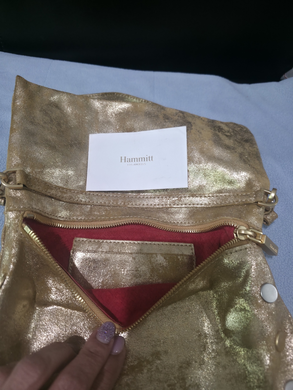 Hammitt Metallic Gold Fold-Over Crossbody - Picture 3 of 7